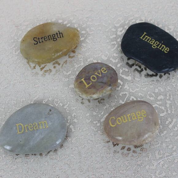 Affirmation Gift Stones Gold Tone Lettering - Picture 4 of 6